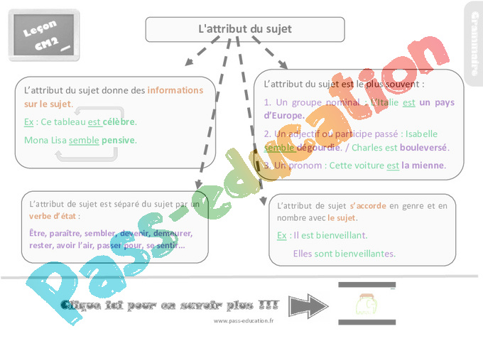 Leçon, trace écrite sur l'attribut du sujet au Cm2 - Pass Education