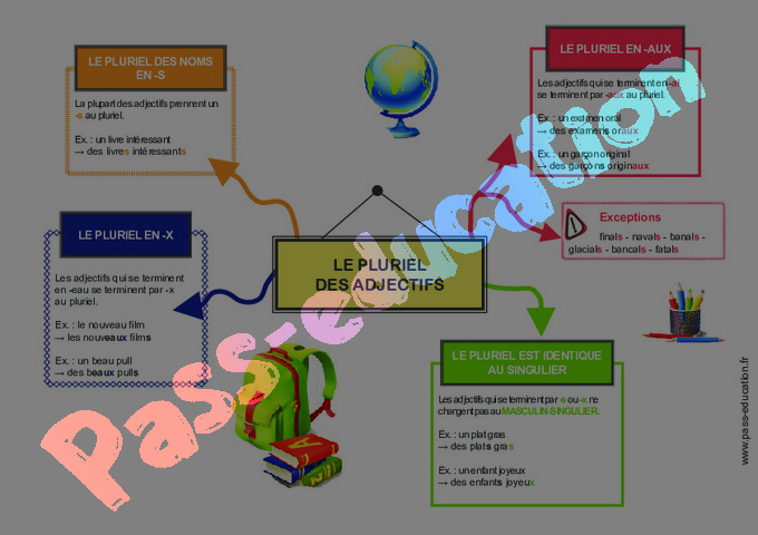 Le pluriel des adjectifs Cm1 Cm2 Carte mentale à co construire