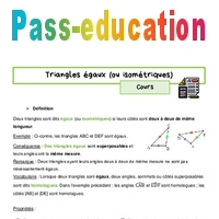 Triangles égaux ou isométriques 4ème Cours PDF à imprimer