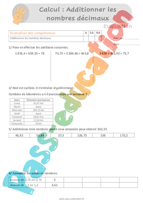 Evaluation Addition De Nb D Cimaux Op Rations Sur Les Nb D Cimaux