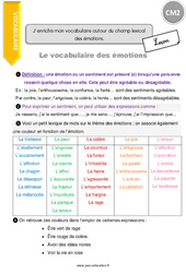 Exercices Vocabulaire Sentiments Motions