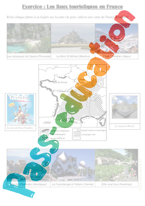 Les Lieux Touristiques En France Cm1 Cm2 Exercices Cycle 3 PDF 