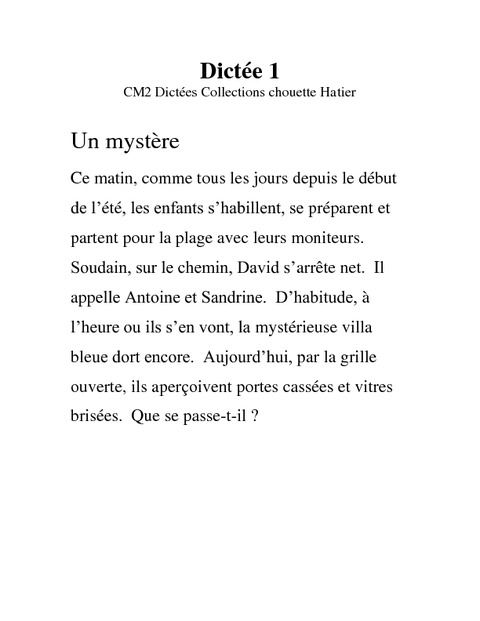 Dictées - Cm2 - Exercices - Orthographe - Français - Cycle 3 - Pass ...