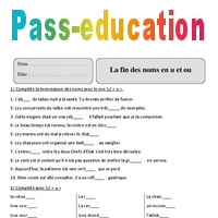 U Et Ou Fin Des Noms Cm2 Exercices Corriges Orthographe Cycle 3