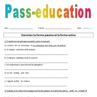 Forme Passive - Forme Active – Cm1 – Exercices Avec Correction - PDF à ...