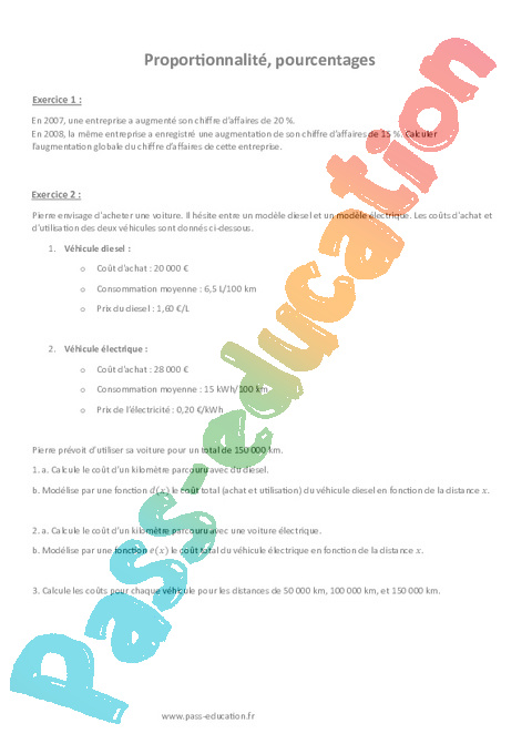 Pourcentages Proportionnalit 3 me R visions Brevet Cycle 4 