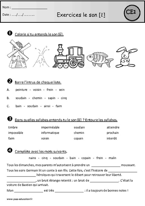 Son In Ce1 Exercices Fiches Exercices Sons Ce1 Dewsp