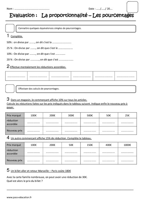 evaluation pourcentage cm2 - exercice pourcentage cm2