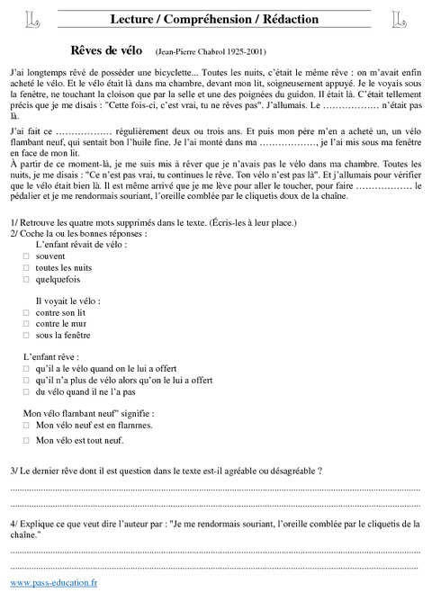 Français – Cm1 – Bilan fin d’année avec corrigés - Pass Education