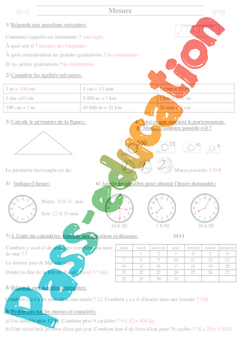 Mathematiques Ce2 Bilan Fin D Annee Avec Corriges Mathematiques Ce2 Bilan Fin D Annee Avec Corriges