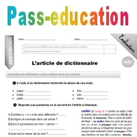 L'article De Dictionnaire - CM2 - Evaluation - Bilan - PDF à Imprimer