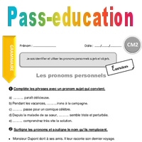 Pronoms personnels - Exercices avec correction - CM2 - Cycle 3 - PDF à ...
