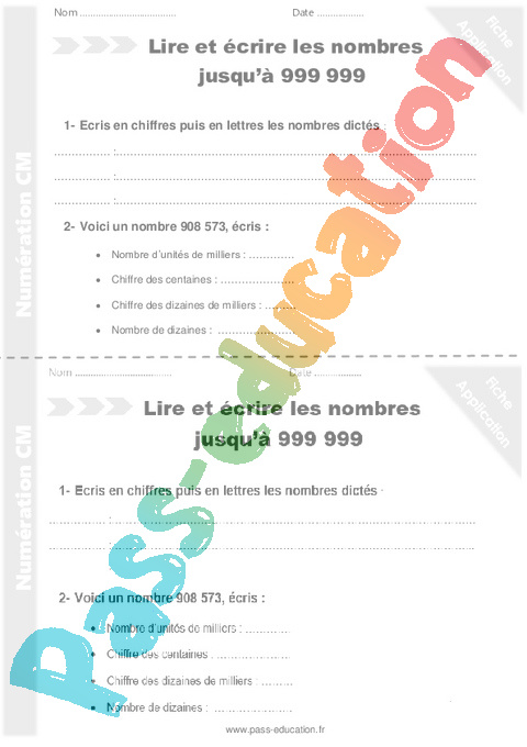 Lire crire Les Nombres Jusqu 999 999 Cm1 S ance 1 S quence Lire crire Les Nombres Jusqu 999 999 Cm1 S ance 1 S quence