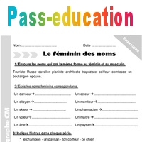 Le F minin Des Noms CM1 Exercices Avec Correction Cycle 3 PDF Le F minin Des Noms CM1 Exercices Avec Correction Cycle 3 PDF