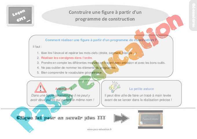 Programme De Construction Cm2 Avec Correction Leçon, trace écrite sur construire une figure à partir d’un programme