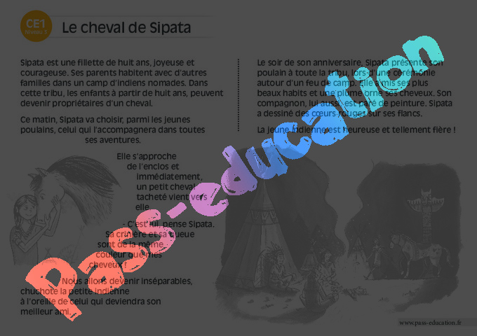 Le Cheval De Sipata CE1 Lecture Compr hension Histoire Illustr e 