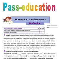 Les déterminants – Évaluation de grammaire pour le cm1 - Cycle 3 - PDF ...