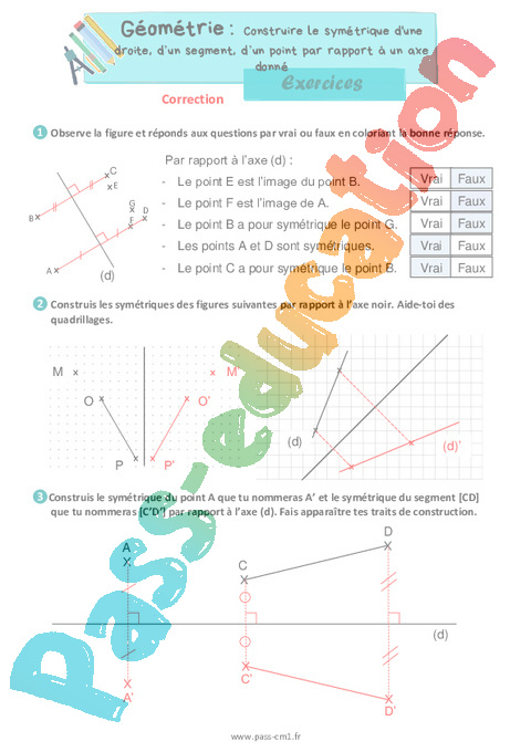 Construire Le Sym trique D une Droite D un Segment D un Point Par 