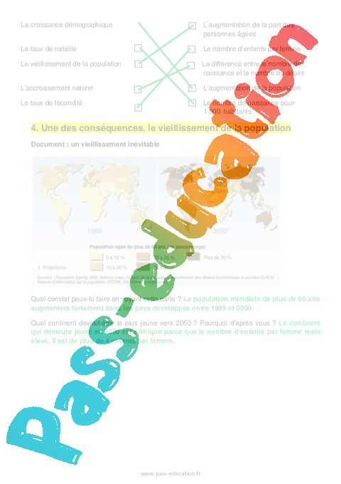 La Croissance D mographique Et Ses Effets 5 me Exercices Avec Les 