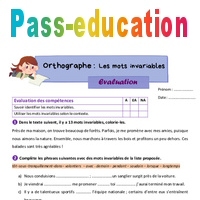 Les Mots Invariables – Évaluation D'orthographe Pour Le Cm1 - PDF à ...