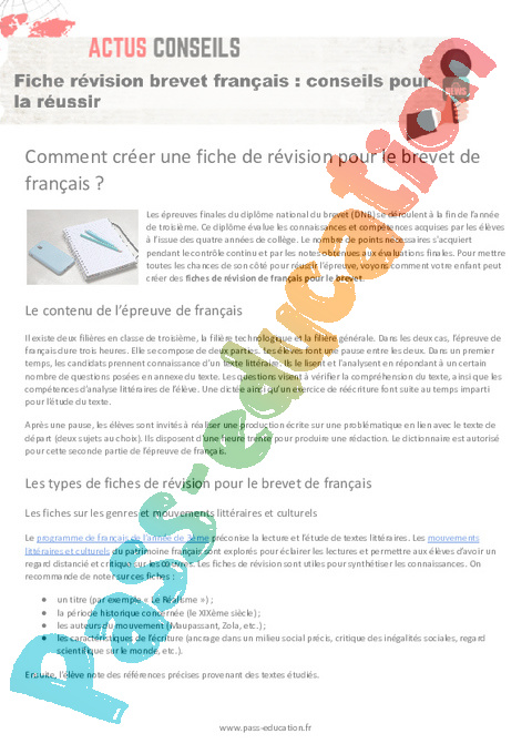 Fiche R vision Brevet Fran ais Conseils Pour La R ussir fiche-r-vision-brevet-fran-ais-conseils-pour-la-r-ussir