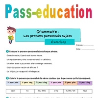 Les pronoms personnels sujets – Exercices grammaire pour le ce2 - Cycle ...