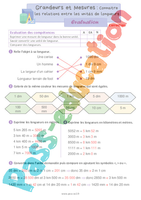 Conna tre Les Relations Entre Les Unit s De Longueurs valuation De 