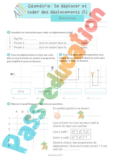 Se D placer Et Coder Des D placements 2 Exercices De G om trie Pour Se D placer Et Coder Des D placements 2 Exercices De G om trie Pour