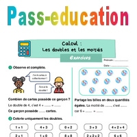 Les doubles et les moitiés au ce1 – Exercices - Cycle 2 - PDF à imprimer