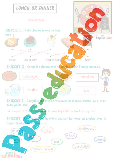 At Lunch Or Dinner CP CE1 CE2 CM1 CM2 Exercices Apprends L At Lunch Or Dinner CP CE1 CE2 CM1 CM2 Exercices Apprends L