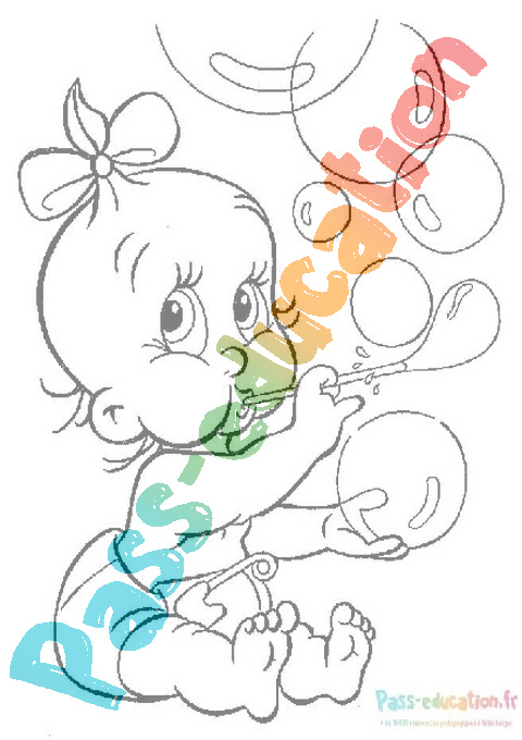 Coloriage bébé mignon 2 - Dessin gratuit à imprimer