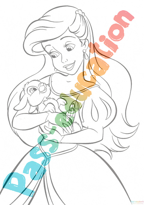 Coloriage gratuit de la petite sirène - téléchargement & impression pdf  pour enfants