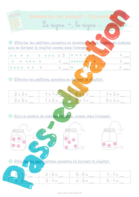 Leçon, exercice et évaluation :<br/> Addition / Dénombrement : CP