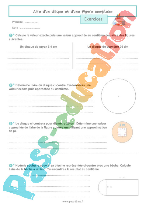 Cours et exercice : Aire : 6ème