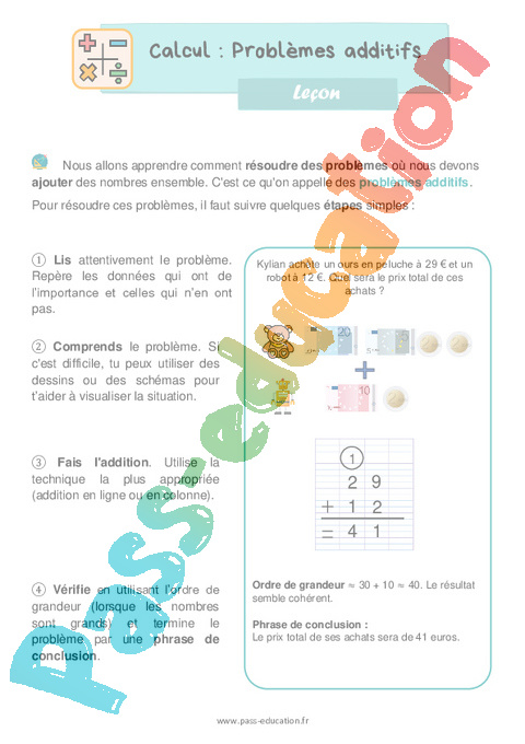 Leçon Addition / Dénombrement : CE1