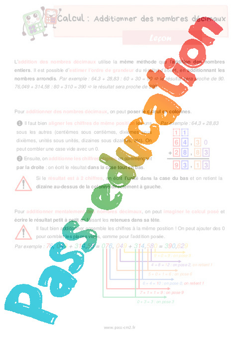 Leçon Addition / Dénombrement : CM2