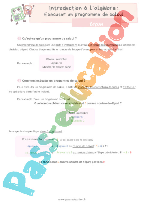 Leçon Algèbre : CM1