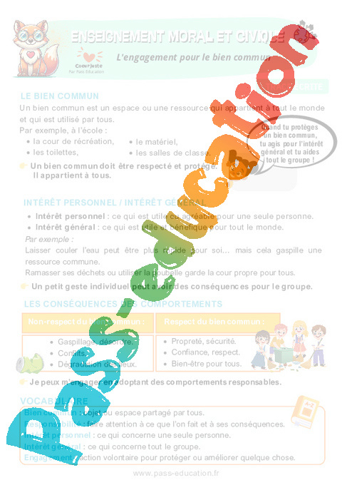 Leçon Apprendre ensemble et vivre ensemble : CE2