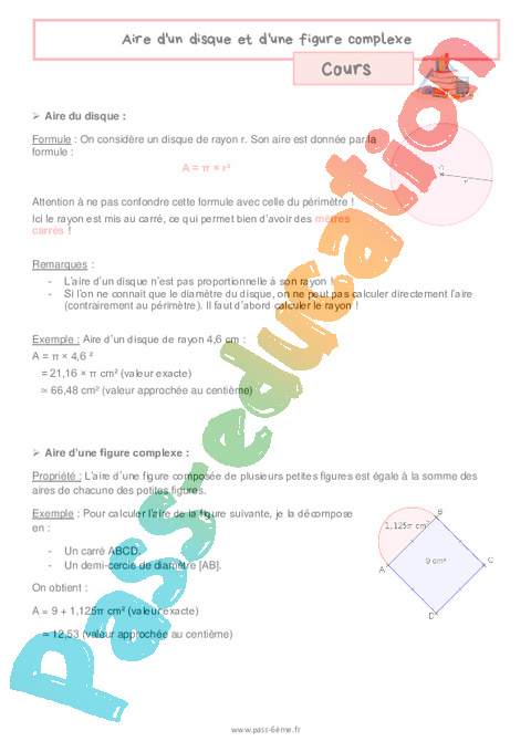 Cours Calcul d'aire : 6ème