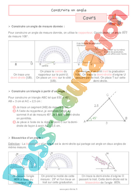 Cours Constructions géométriques : 6ème