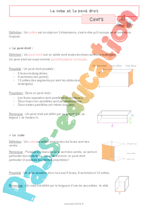 Cours Identifier / décrire les solides : 6ème