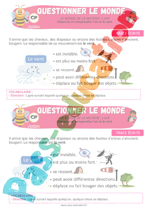 Leçon La matière, les mouvements et les signaux : CP