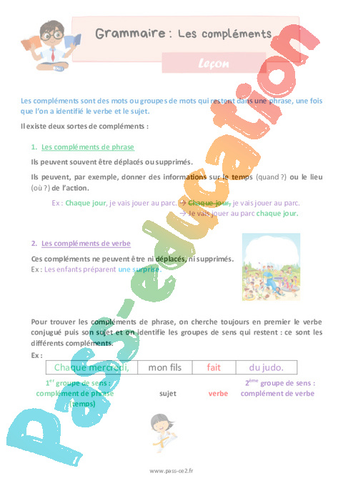 Leçon Les compléments : CE2
