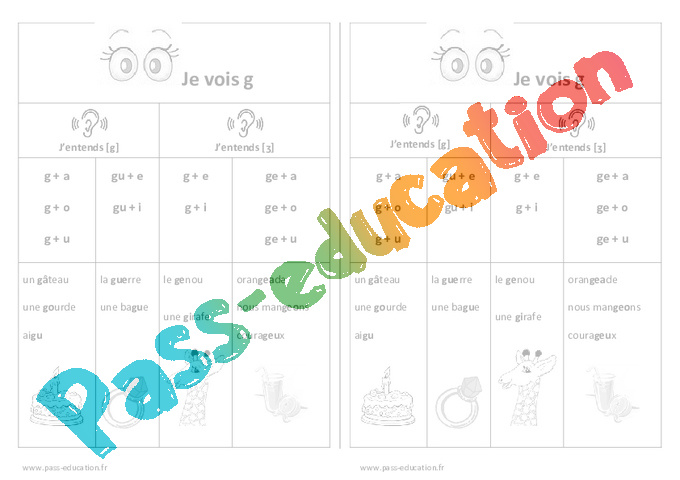 Leçon Lettre g : CP