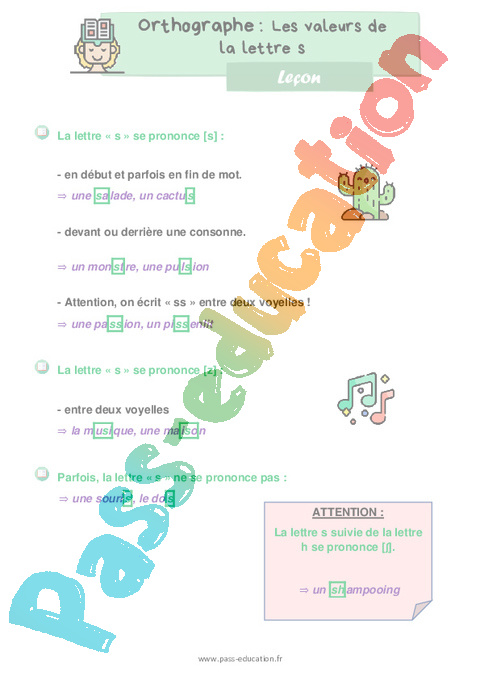 Leçon Lettre s : CE1