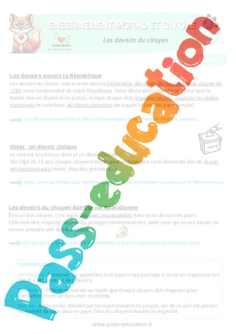 Leçon Liberté et droits fondamentaux : CM2