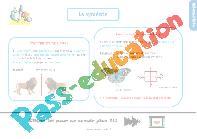Leçon Reconnaitre des figures symétriques : CE1