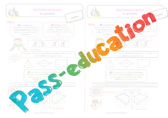 Leçon Reconnaitre des figures symétriques : CE2