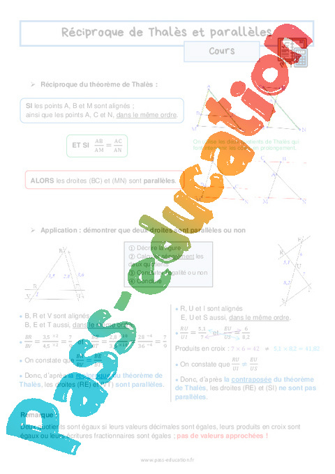 Cours Reconnaître des parallèles : 3ème