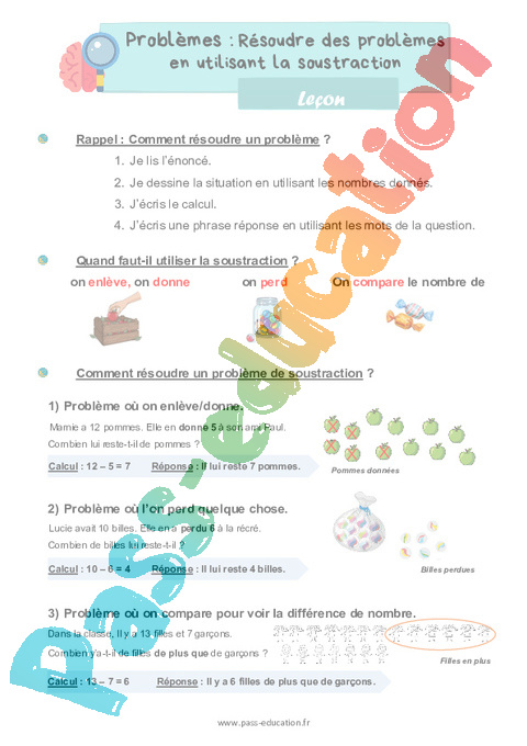 Leçon Soustractifs : CE1